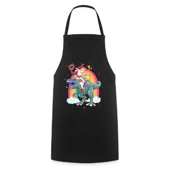 Dabbing Licorne Riding T Rex Garçons Filles Halloween - Tablier de cuisine - noir - Devant - AI Model Male 185 dark (185cm)