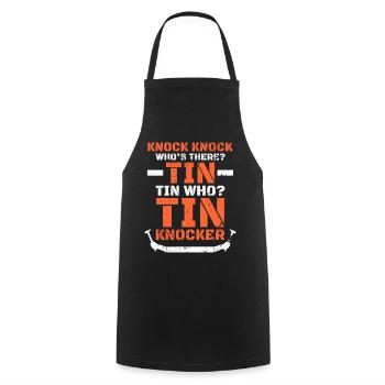 Distressed Tin Knocker Dad Joke Knock Knock - Cooking Apron - black - Front - AI Model Male 185 dark (185cm)