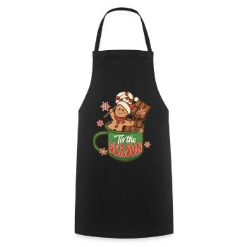Retro Christmas Jingle Hot Cocoa Tis The Season - Cooking Apron - black - Front - AI Model Male 185 dark (185cm)