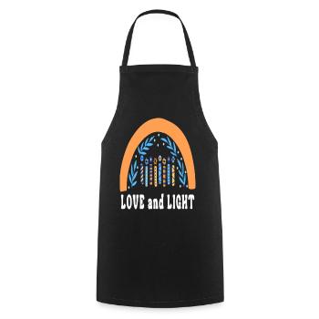 Love And Light Rainbow Hanukkah Jewish Chanukah - Kochschürze - Schwarz - Vorne - AI Model Male 185 dark (185cm)