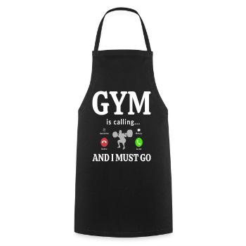 Gym is Calling and I Must Go - Cooking Apron - black - Front - AI Model Male 185 dark (185cm)