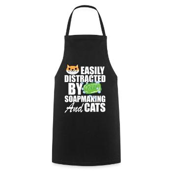Soap Maker Easily Distracted By Soapmaking And Cat - Cooking Apron - black - Front - AI Model Male 185 dark (185cm)