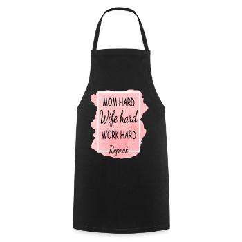 Maman Femme Dur Dur Travail Dur Répéter - Tablier de cuisine - noir - Devant - AI Model Male 185 dark (185cm)