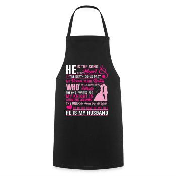 My Husband He Is The Song Of My Heart - Cooking Apron - black - Front - AI Model Male 185 dark (185cm)
