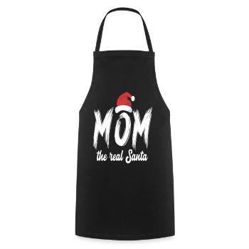 Christmas Mom the real Santa - Cooking Apron - black - Front - AI Model Male 185 dark (185cm)