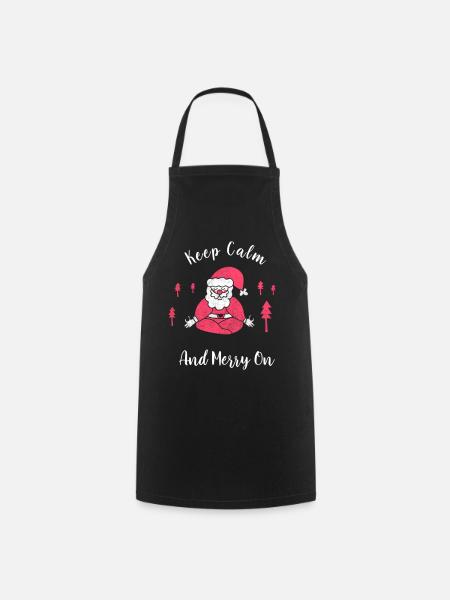 Keep Calm And Merry On Funny Yoga Christmas - Kochschürze - Schwarz