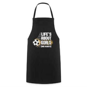 Im Leben geht es um Tore und Vorlagen Futbol Fußball - Kochschürze - Schwarz - Vorne - AI Model Male 185 dark (185cm)