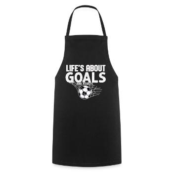 Im Leben geht es um Tore und Vorlagen Futbol Fußball - Kochschürze - Schwarz - Vorne - AI Model Male 185 dark (185cm)
