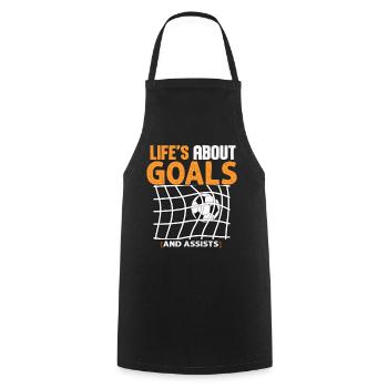 Im Leben geht es um Tore und Vorlagen Futbol Fußball - Kochschürze - Schwarz - Vorne - AI Model Male 185 dark (185cm)