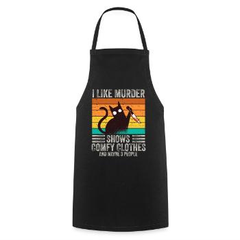 I Like Murder Shows Comfy Clothes And 3 People - Cooking Apron - black - Front - AI Model Male 185 dark (185cm)