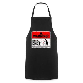 Warning Officially Single May Contain An Eager - Cooking Apron - black - Front - AI Model Male 185 dark (185cm)