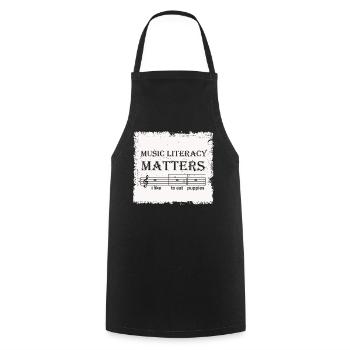 La littératie musicale compte, j’aime manger des chiots - Tablier de cuisine - noir - Devant - AI Model Male 185 dark (185cm)