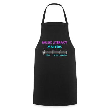 Music Literacy Matters, I Like To Eat Puppies - Cooking Apron - black - Front - AI Model Male 185 dark (185cm)