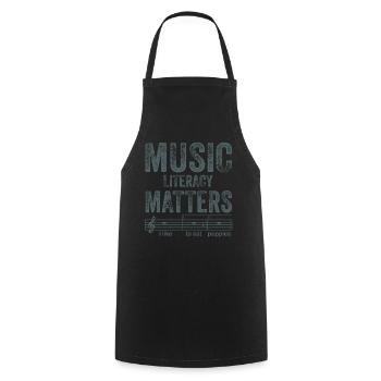 La littératie musicale compte, j’aime manger des chiots - Tablier de cuisine - noir - Devant - AI Model Male 185 dark (185cm)
