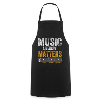 La littératie musicale compte, j’aime manger des chiots - Tablier de cuisine - noir - Devant - AI Model Male 185 dark (185cm)