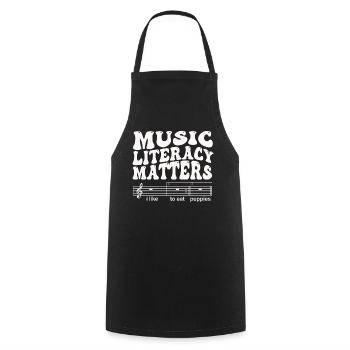 La littératie musicale compte, j’aime manger des chiots - Tablier de cuisine - noir - Devant - AI Model Male 185 dark (185cm)