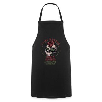 I Like Murder Shows Comfy Clothes And 3 People - Cooking Apron - black - Front - AI Model Male 185 dark (185cm)