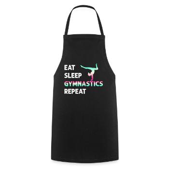 Eat Sleep Gymnastics Repeat Girl Women Funny - Cooking Apron - black - Front - AI Model Male 185 dark (185cm)