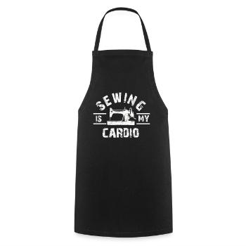 Nähen ist mein Cardio-Gerät Quilten Frauen Vintage - Kochschürze - Schwarz - Vorne - AI Model Male 185 dark (185cm)