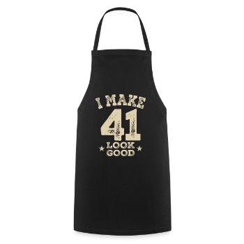 Funny 41st Birthday Age 41 Years Old - Cooking Apron - black - Front - AI Model Male 185 dark (185cm)