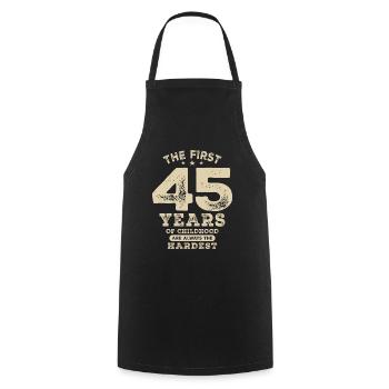 Funny 45th Birthday Age 45 Years Old - Cooking Apron - black - Front - AI Model Male 185 dark (185cm)