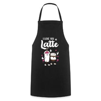 Je t’aime un latte - Tablier de cuisine - noir - Devant - AI Model Male 185 dark (185cm)