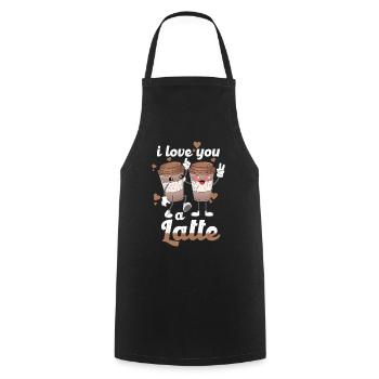 Je t’aime un latte - Tablier de cuisine - noir - Devant - AI Model Male 185 dark (185cm)
