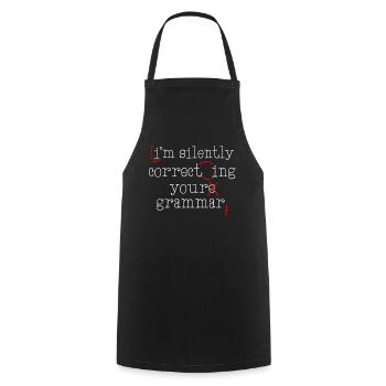 Je corrige silencieusement votre grammaire - Tablier de cuisine - noir - Devant - AI Model Male 185 dark (185cm)