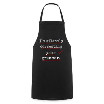Je corrige silencieusement votre grammaire - Tablier de cuisine - noir - Devant - AI Model Male 185 dark (185cm)