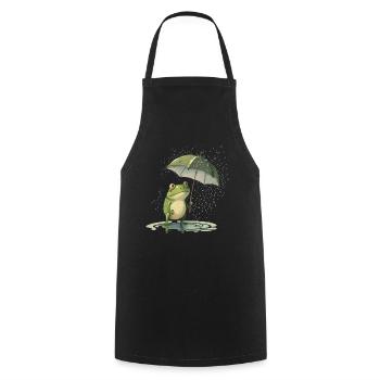 Frosch mit Regenschirm Frösche Kröte Amphibie - Kochschürze - Schwarz - Vorne - AI Model Male 185 dark (185cm)