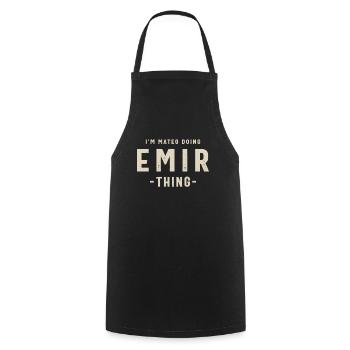 Emir Personalized Name - Cooking Apron - black - Front - AI Model Male 185 dark (185cm)