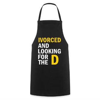 Ivorcé et à la recherche du t-shirt divorcé D - Tablier de cuisine - noir - Devant - AI Model Male 185 dark (185cm)