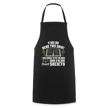 I Was Forced To Put My Book Down Reading - Cooking Apron - black - Front - AI Model Male 185 dark (185cm)
