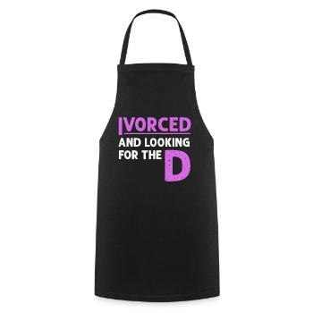 Ivorcé et à la recherche du t-shirt divorcé D - Tablier de cuisine - noir - Devant - AI Model Male 185 dark (185cm)