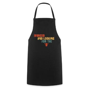 Ivorcé et à la recherche du t-shirt divorcé D - Tablier de cuisine - noir - Devant - AI Model Male 185 dark (185cm)