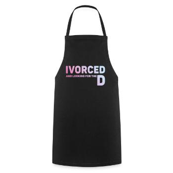 Ivorcé et à la recherche du t-shirt divorcé D - Tablier de cuisine - noir - Devant - AI Model Male 185 dark (185cm)