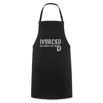 Ivorcé et à la recherche du t-shirt divorcé D - Tablier de cuisine - noir - Devant - AI Model Male 185 dark (185cm)