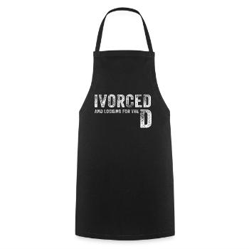 Ivorcé et à la recherche du t-shirt divorcé D - Tablier de cuisine - noir - Devant - AI Model Male 185 dark (185cm)