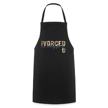 Ivorcé et à la recherche du t-shirt divorcé D - Tablier de cuisine - noir - Devant - AI Model Male 185 dark (185cm)
