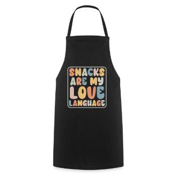 Snacks sind meine Liebessprache - Kochschürze - Schwarz - Vorne - AI Model Male 185 dark (185cm)