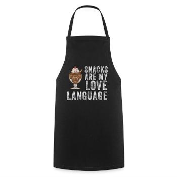 Snacks sind meine Liebessprache - Kochschürze - Schwarz - Vorne - AI Model Male 185 dark (185cm)