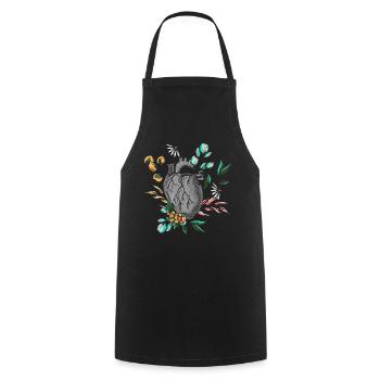 Anatomisches Herz und Blumen - Kochschürze - Schwarz - Vorne - AI Model Male 185 dark (185cm)