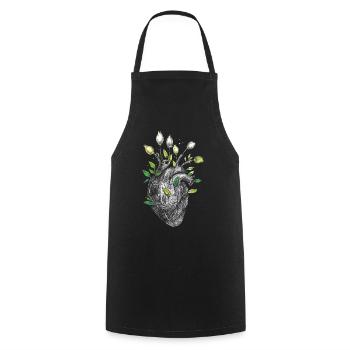 Anatomical Heart And Flowers - Cooking Apron - black - Front - AI Model Male 185 dark (185cm)