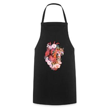 Anatomical Heart And Flowers - Cooking Apron - black - Front - AI Model Male 185 dark (185cm)