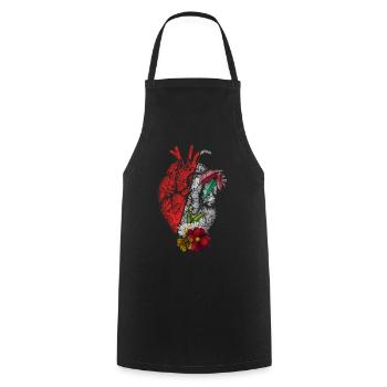 Anatomical Heart And Flowers - Cooking Apron - black - Front - AI Model Male 185 dark (185cm)