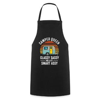 Camper Queen Classy Sassy And A Bit Smart Assy - Cooking Apron - black - Front - AI Model Male 185 dark (185cm)
