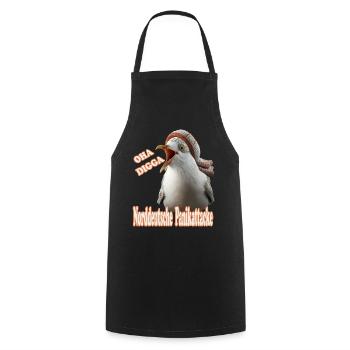 OHA Norddeutsche Panikattacke Friesisch Nordsee - Kochschürze - Schwarz - Vorne - AI Model Male 185 dark (185cm)