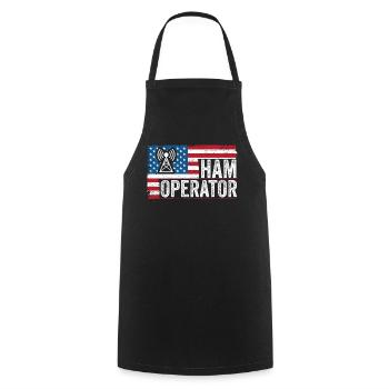 Ham Operator US Flag - Cooking Apron - black - Front - AI Model Male 185 dark (185cm)