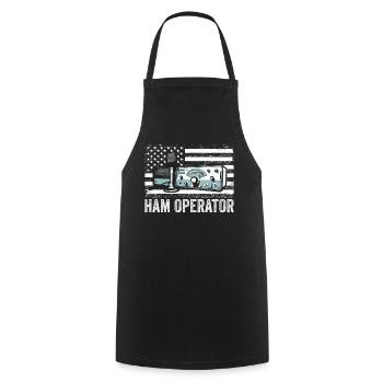 Ham Operator US Flag - Cooking Apron - black - Front - AI Model Male 185 dark (185cm)