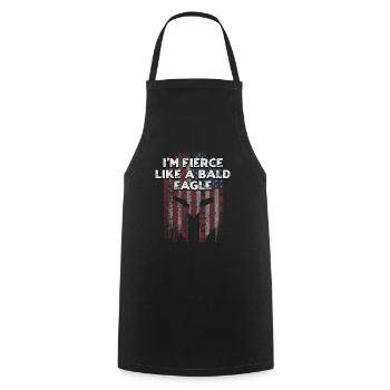 Je suis féroce comme un pygargue à tête blanche fier américain - Tablier de cuisine - noir - Devant - AI Model Male 185 dark (185cm)